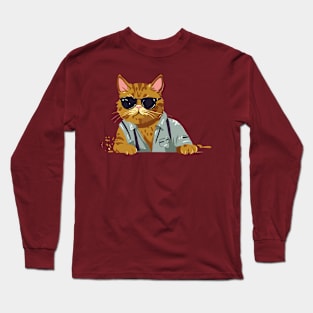 cat at work Long Sleeve T-Shirt